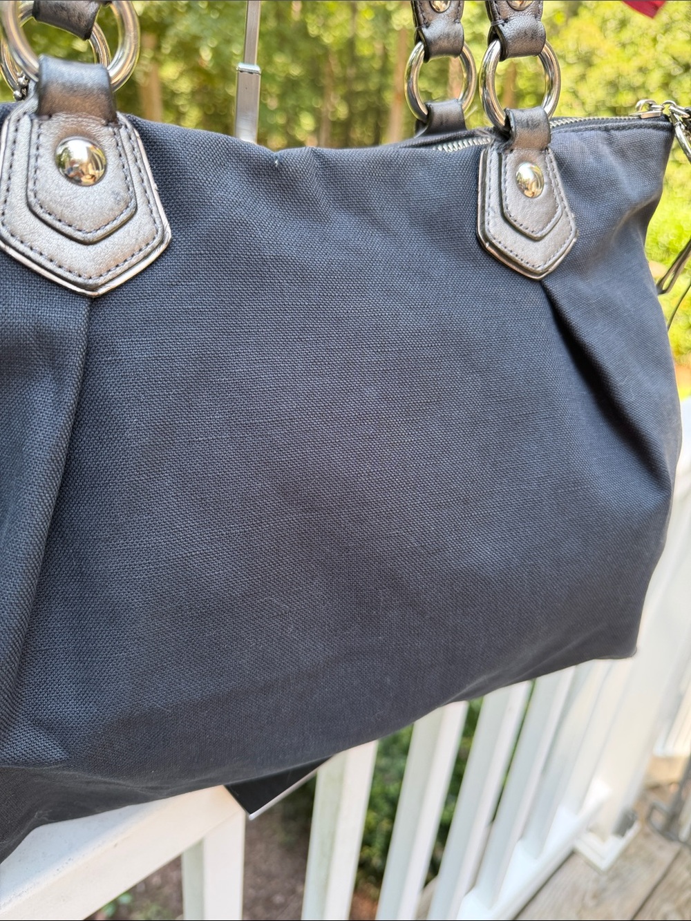 Coach Poppy Heart Black Canvas Rhinestone Tote and WRISTLET 3 HANG TAGS - Picture 15 of 17